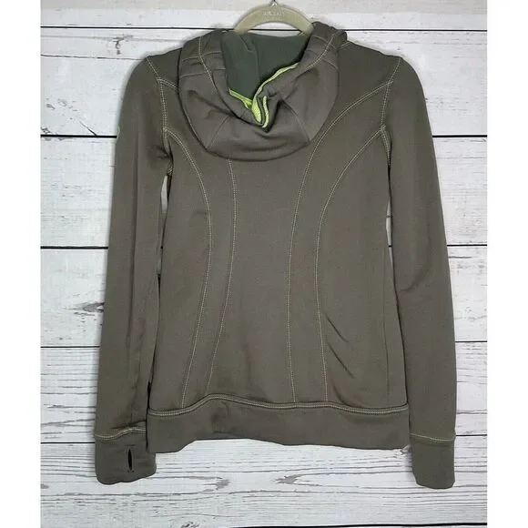 Kuhl Hooded Lined Full Zip Fleece Jacket Men Size XS Green Freethinker